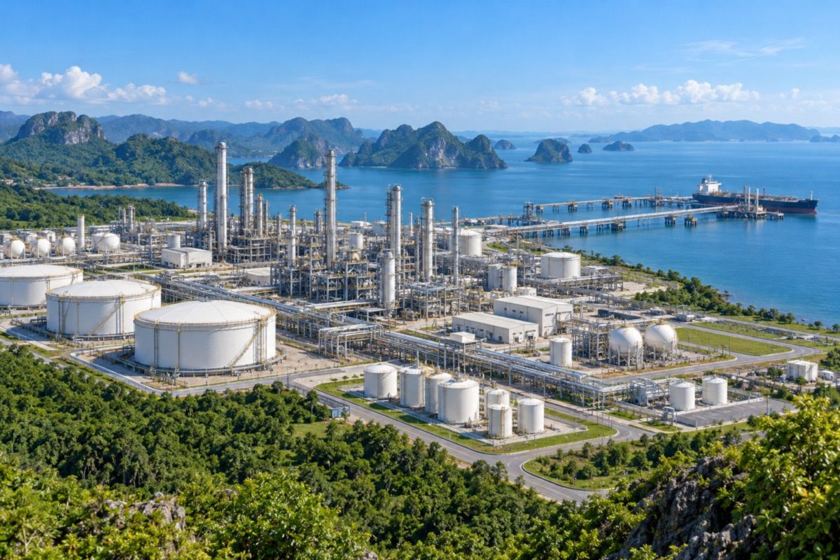 Coastal petrochemical complex in Thanh Hoa province, Vietnam (AI-generated illustration)