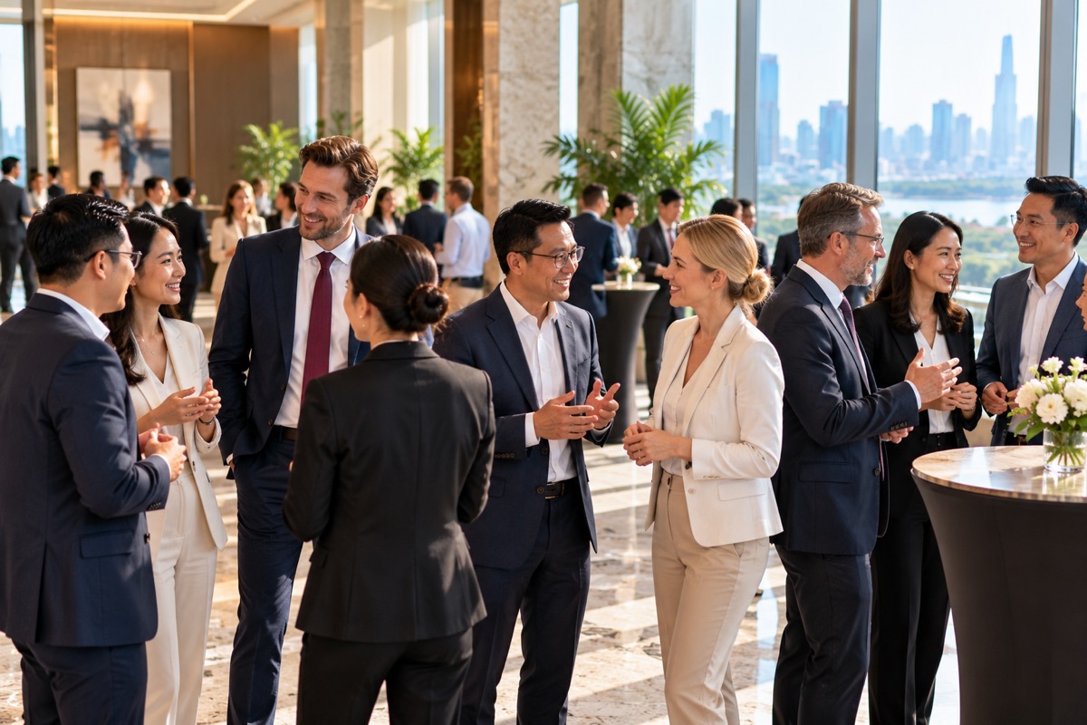 Business networking reception in Ho Chi Minh City (AI-generated illustration)